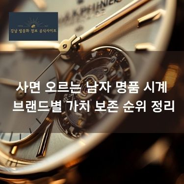 사면 오르는 남자 명품 시계 | 브랜드별 가치 보존 순위 정리